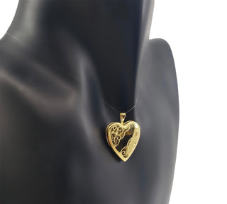 Gold Plated on 925 Sterling Silver Heart Shaped Locket with Filigree Design - 21mm x 20mm
