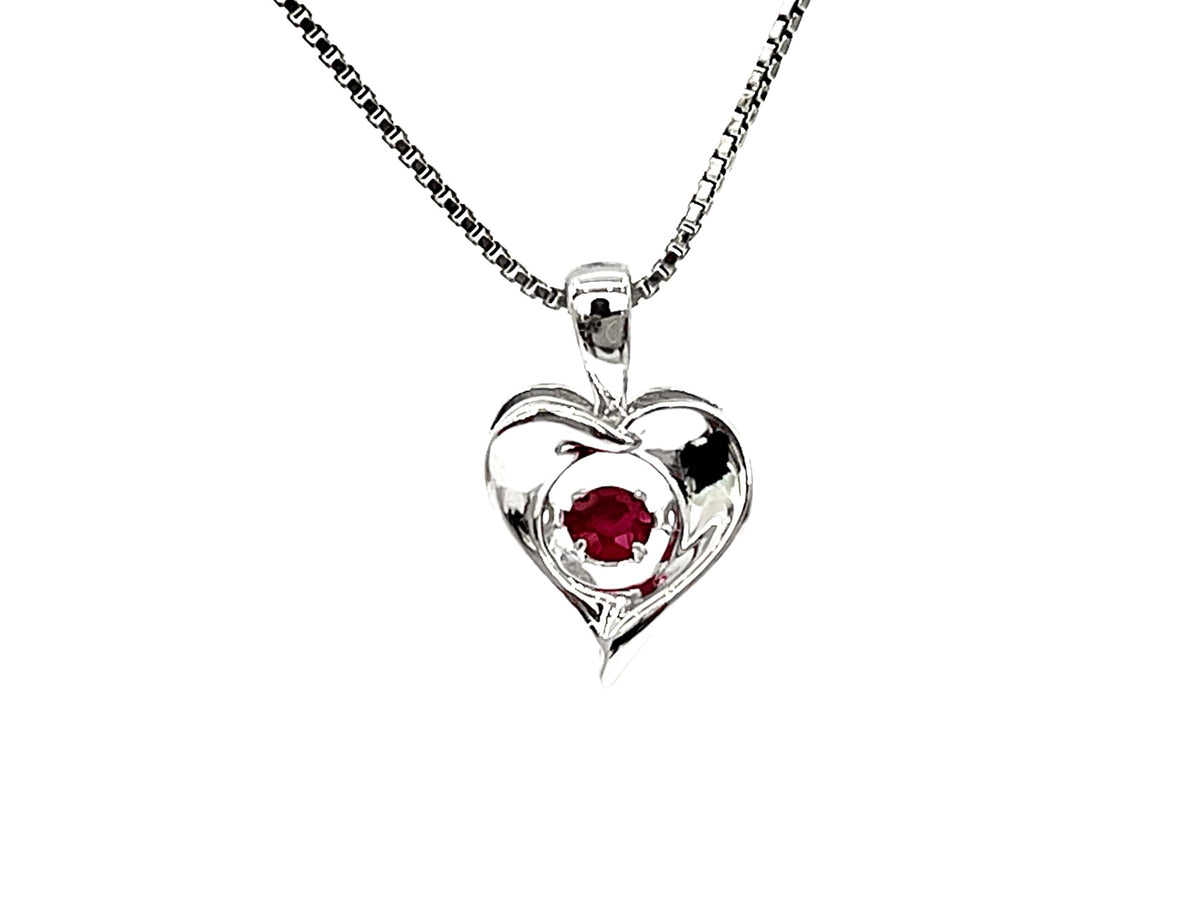 Collar en forma de corazón de plata de ley 925 de 0,10 quilates con rubí de 9 mm x 11 mm, 18 pulgadas