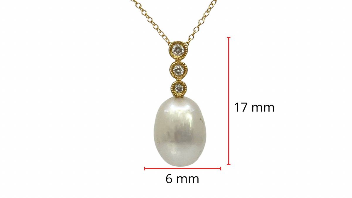 10K Yellow Gold Fresh Water Pearl and Diamond Necklace, 18&quot;