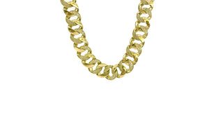 Collar/cadena con juego de pavé de eslabones cubanos de Miami con diamantes de 3,50 quilates en oro amarillo de 10 quilates, 16"