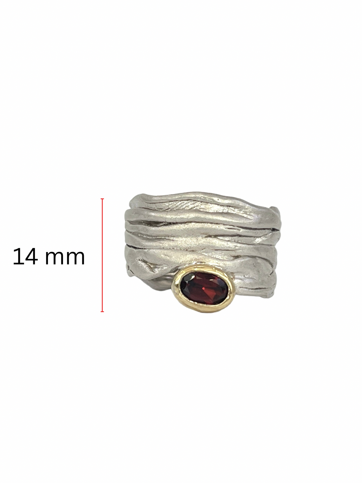 Sterling Silver &amp; 18K Yellow Gold Plated Garnet Ring, size 6