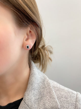 Pendientes de diamantes y zafiros auténticos en oro blanco de 10 quilates