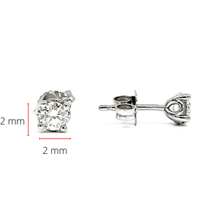 Aretes de oro blanco de 14 quilates con diamantes canadienses de talla redonda de 0,15 quilates