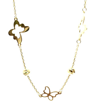 Tobillera con eslabones de mariposa de oro amarillo de 10 quilates - 10 pulgadas