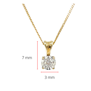 Colgante de diamantes con engaste de ilusión de 4 garras de 0,07 quilates en oro amarillo de 10 quilates