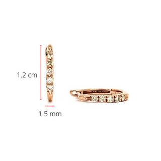 Pendientes tipo argolla con bisagras Huggie de diamantes de 0,15 quilates en oro rosa de 10 quilates