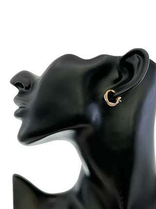 Aretes de oro tricolor de 10 quilates de 16 mm