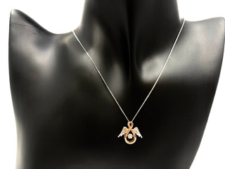 Colgante de ángel con diamantes de 0,05 quilates en oro rosa y blanco de 10 quilates, 18"