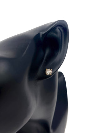 Aretes de oro amarillo y blanco de dos tonos de 10 quilates, 0,50 quilates, ilusión de diamante solitario, aretes con engaste de 4 garras, 5,5 mm