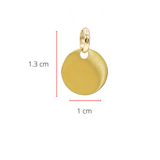 Dije de disco de oro amarillo de 10 quilates - 10 mm