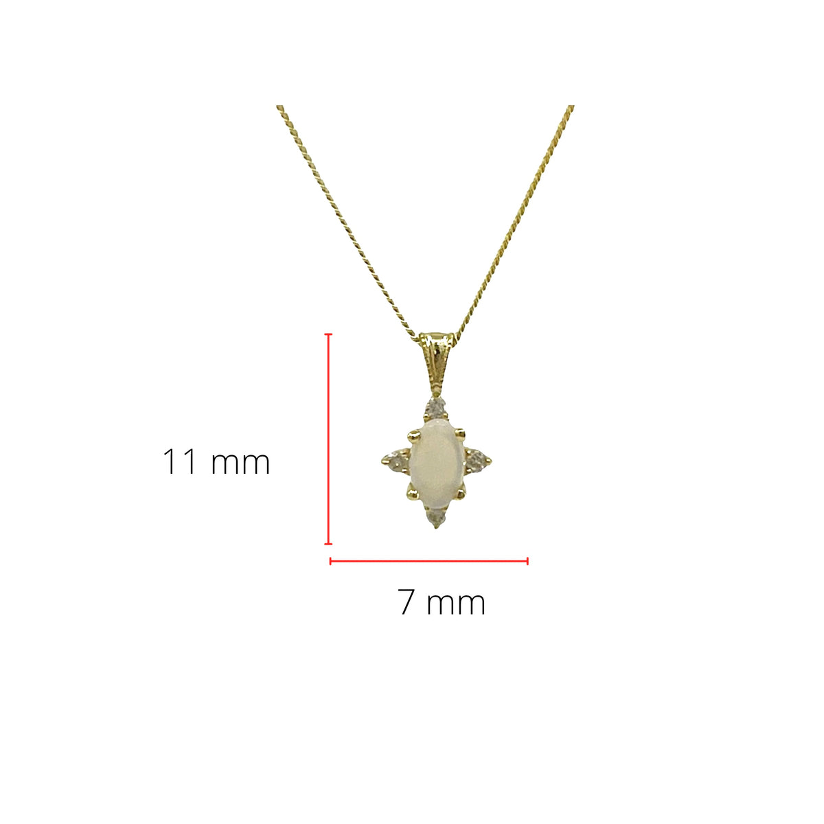 Collar de oro amarillo de 10 quilates con ópalo de 0,16 quilates y diamantes de 0,03 quilates - 18 pulgadas