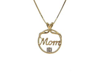 Collar MOM con diamantes de 0,02 quilates en oro amarillo de 10 quilates - 18"