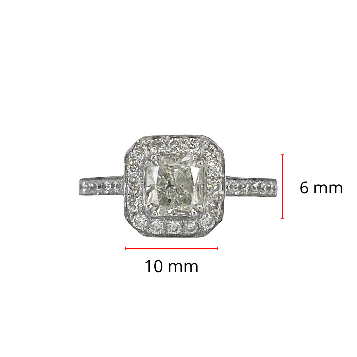 Anillo de compromiso de diamantes de 1,41 quilates en oro blanco de 14 quilates, talla 6