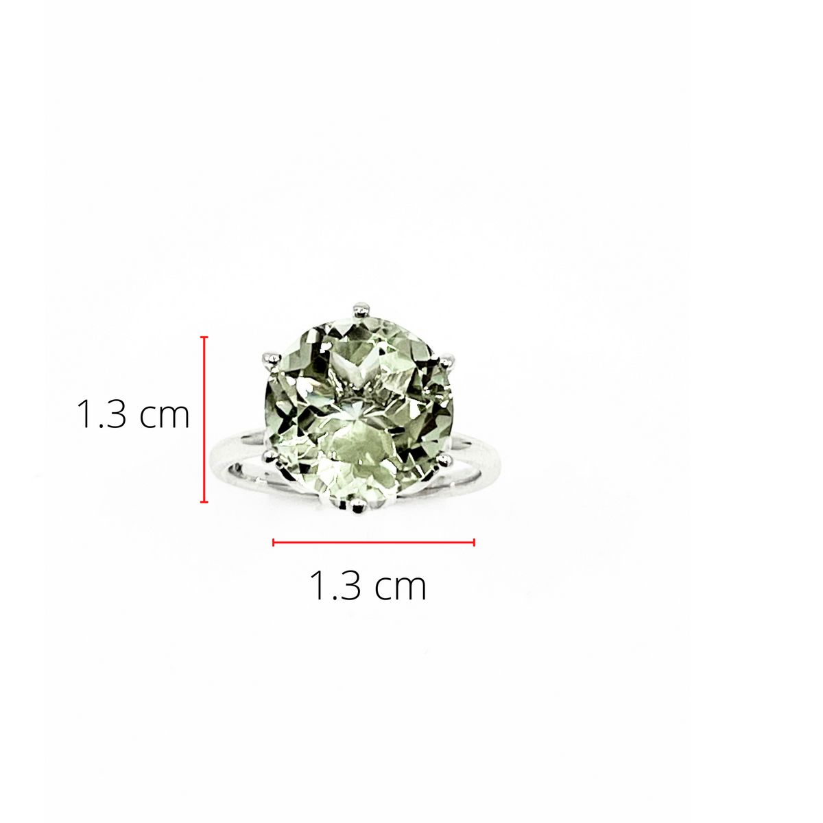 10K White Gold 5 carat Genuine Prasiolite (Green Amethyst) Ring, size 6.5