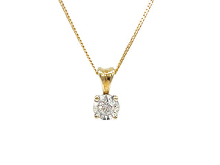 Colgante solitario de diamantes de 0,10 quilates en oro amarillo de 10 quilates, 18"