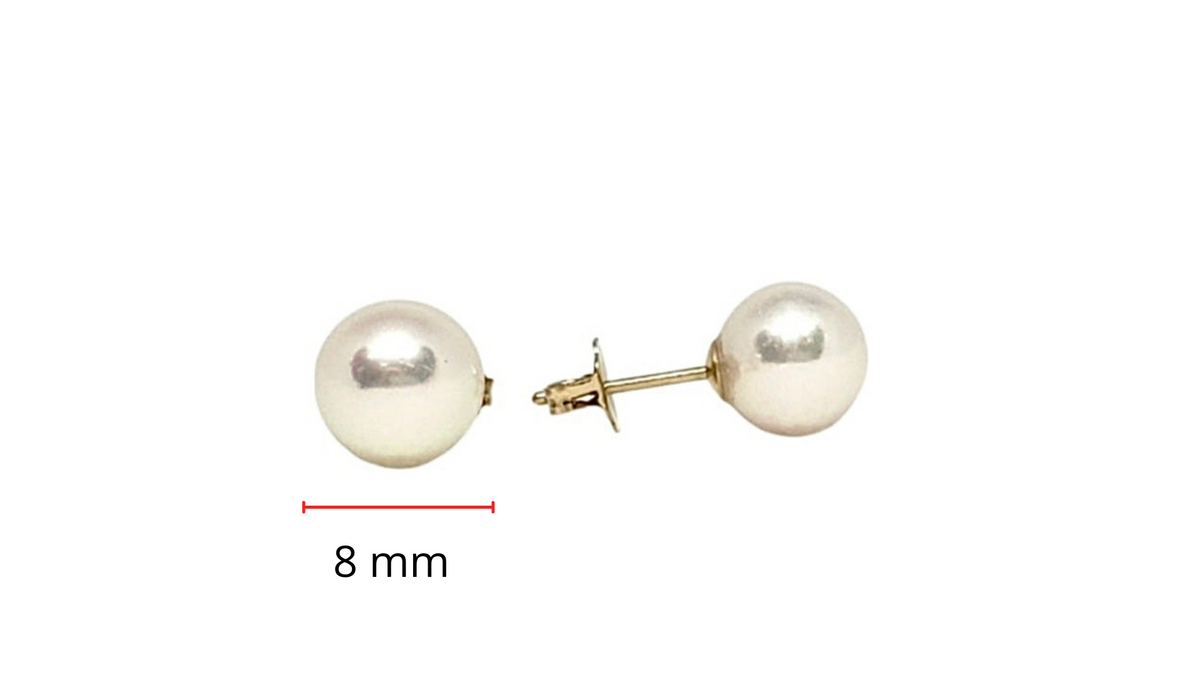 14K Yellow Gold 8-8.5mm Cultured Pearl Earrings with Butterfly Backs