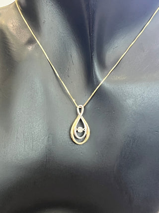 10K Yellow and White Gold 0.10 cttw Diamond Pulse Pendant, 18"