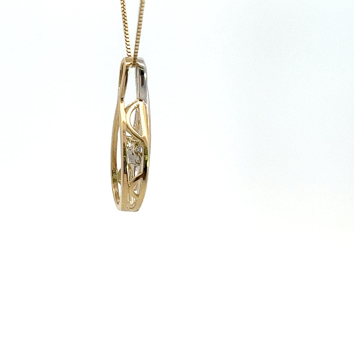 10K Yellow and White Gold 0.10 cttw Diamond Pulse Pendant, 18&quot;