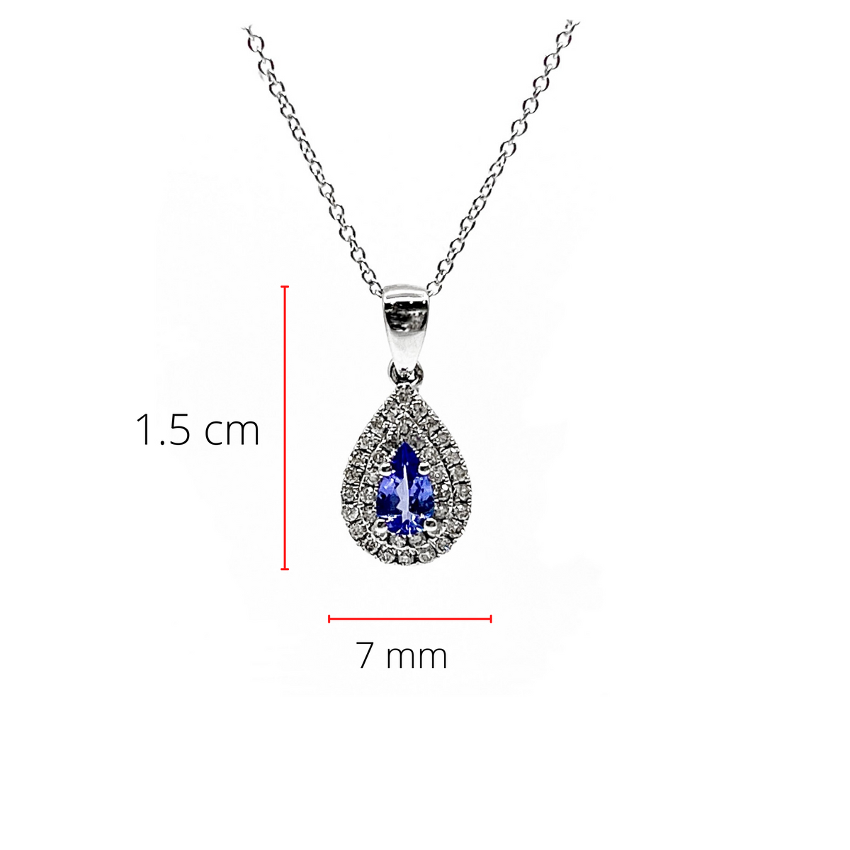 10K White Gold Tanzanite &amp; Diamond Pendant, 18&quot;