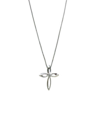 Diamond Cross Silver Necklace