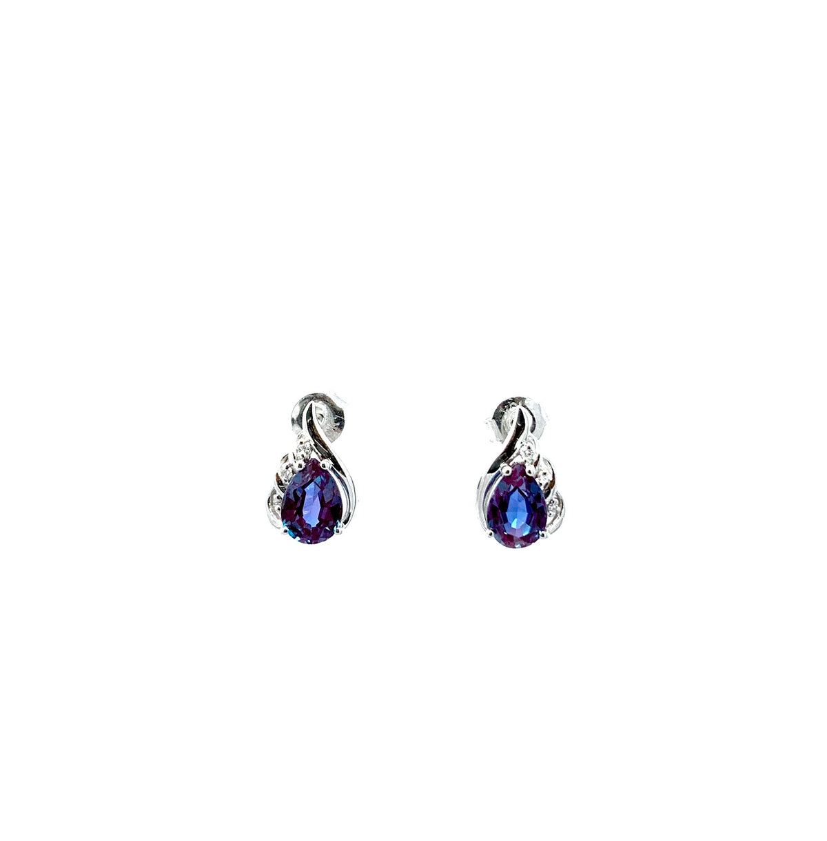 Created Alexandrite &amp; Diamond Earrings