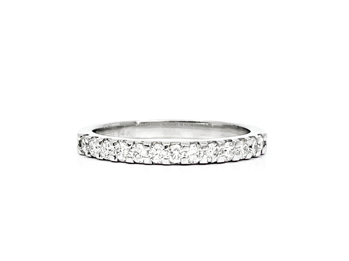 Alianza de boda de oro blanco de 14 quilates con diamantes de talla redonda de 0,40 quilates