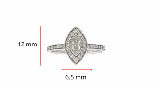 10K White Gold 0.18cttw Marquise Cut Diamond Halo Engagement Ring