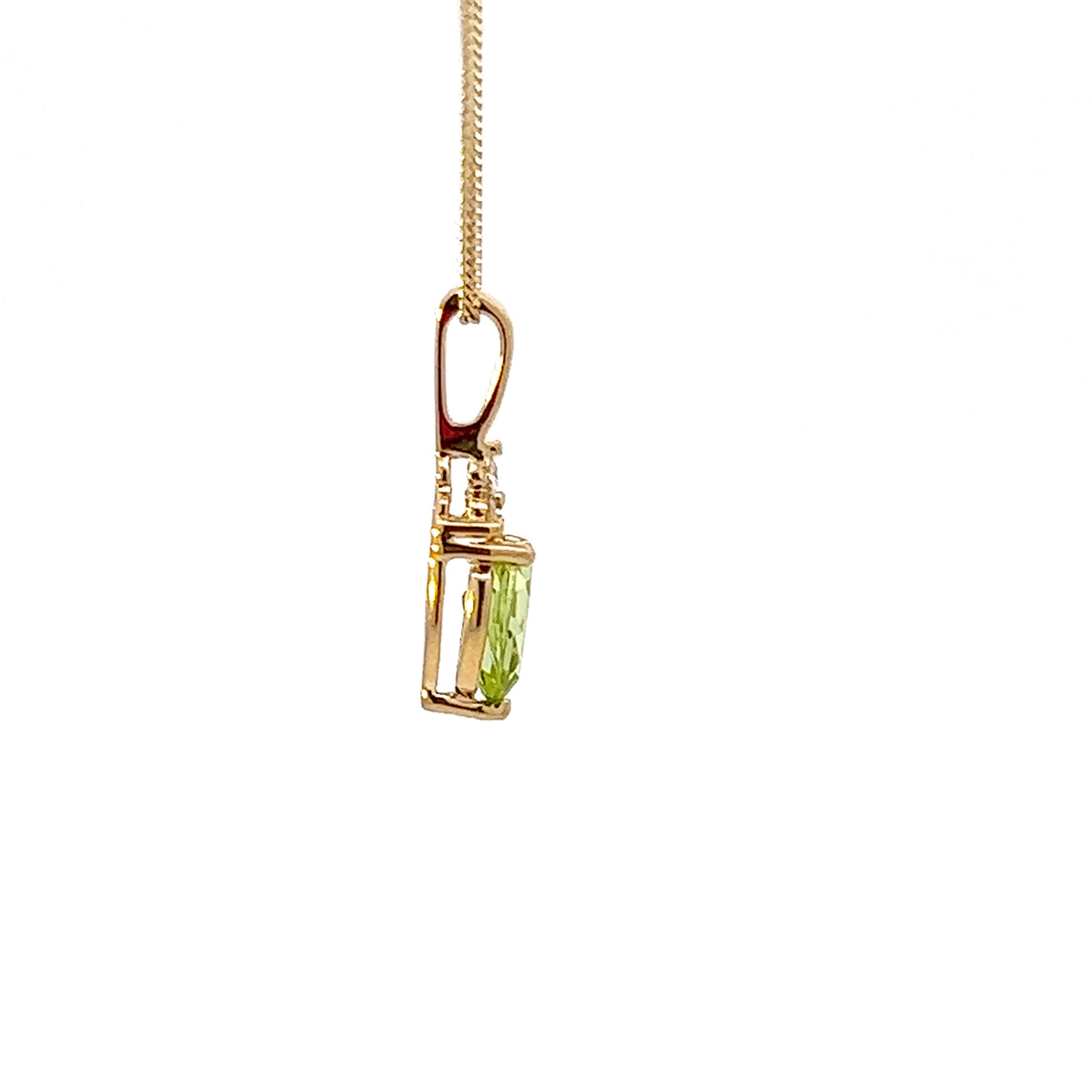 10K Yellow Gold Peridot and Diamond Necklace - 18 Inches