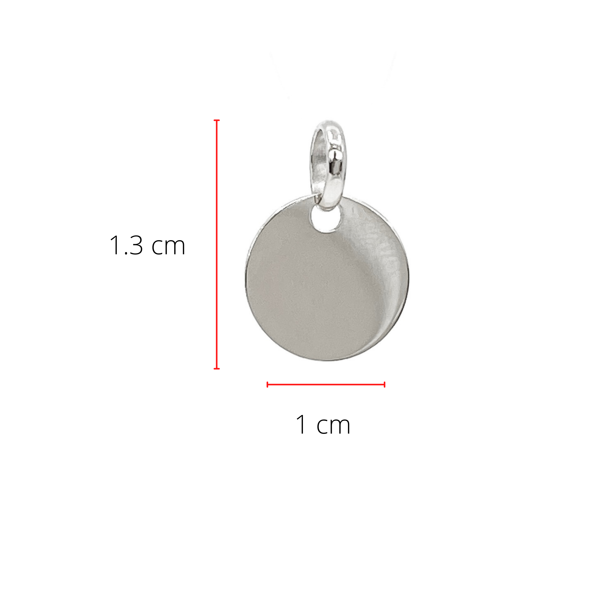 10K White Gold Charm Round Disc 13mm