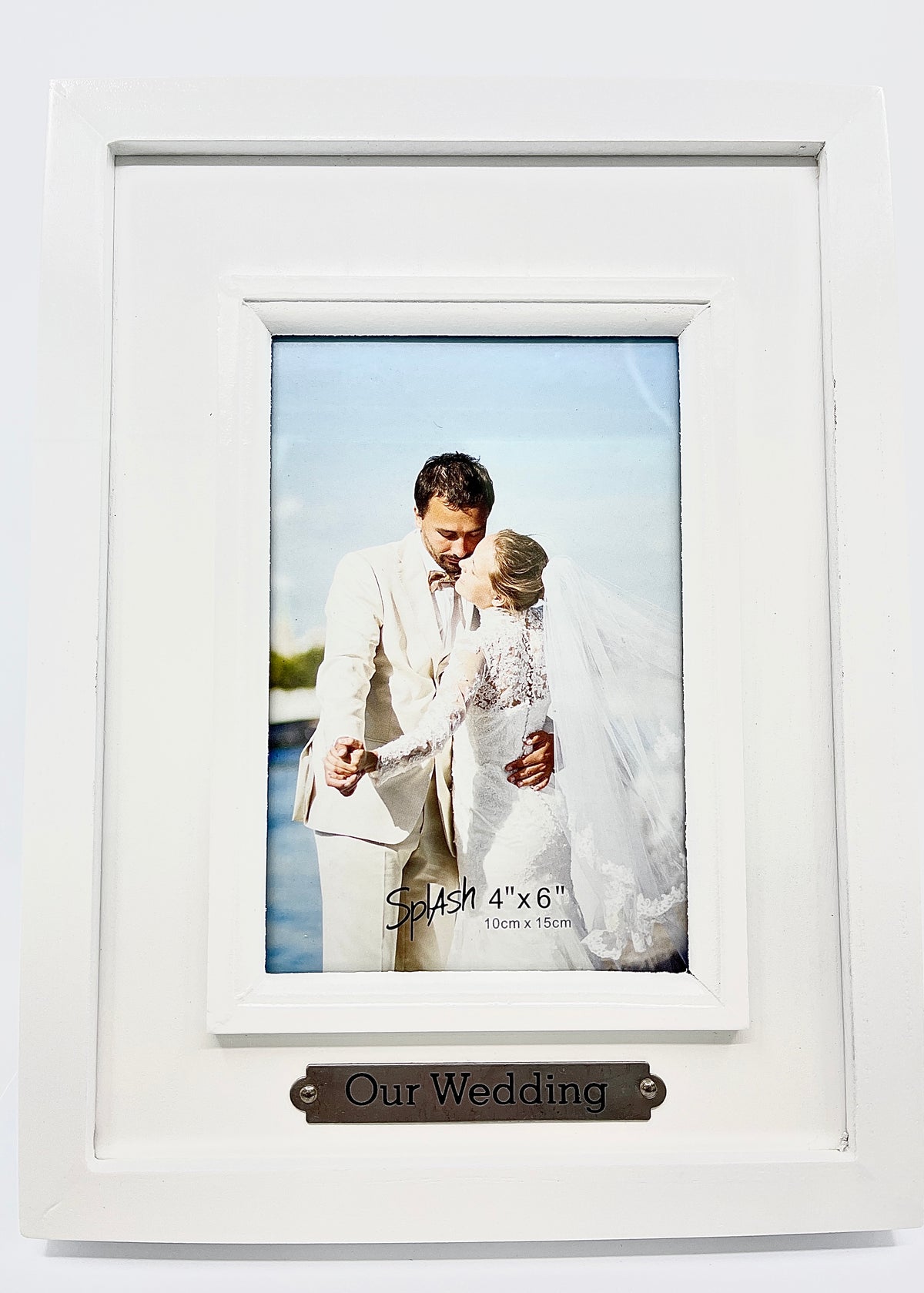Marco de fotos de boda blanco de 6” x 4” (15cm x 10cm)