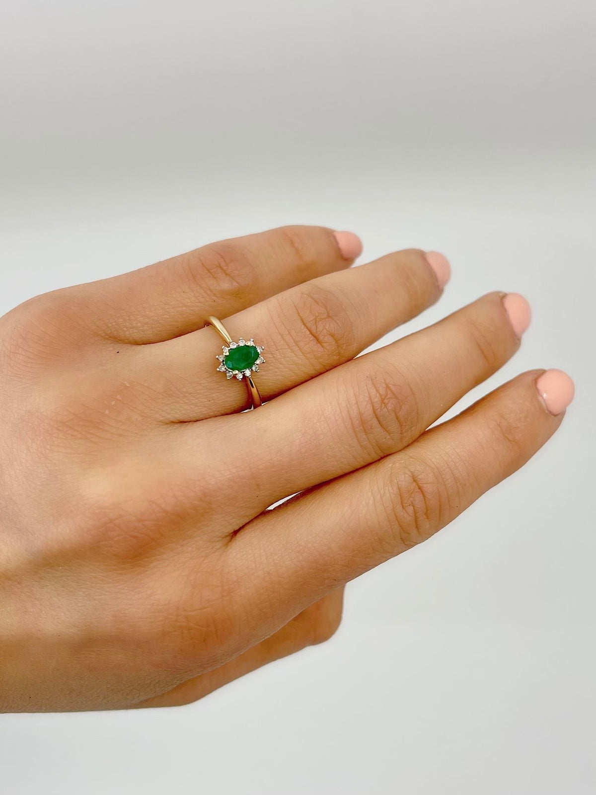 10K Yellow Gold Genuine Emerald &amp; Diamond Ring