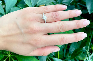Anillo de compromiso de diamantes de 1,23 quilates en oro blanco de 14 quilates, talla 6