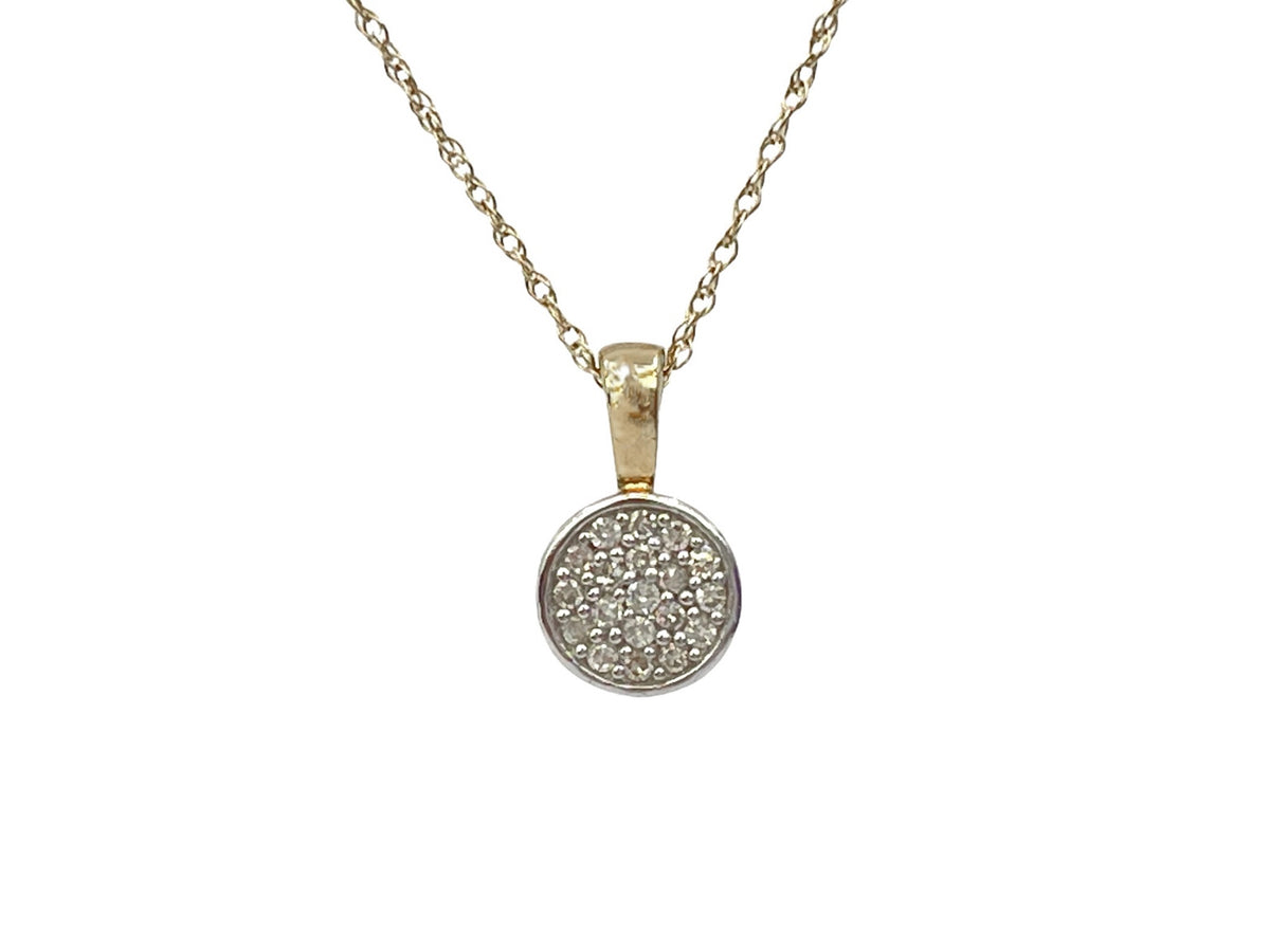 10K White &amp; Yellow Gold 0.10cttw Diamond Pendant, 18&quot;