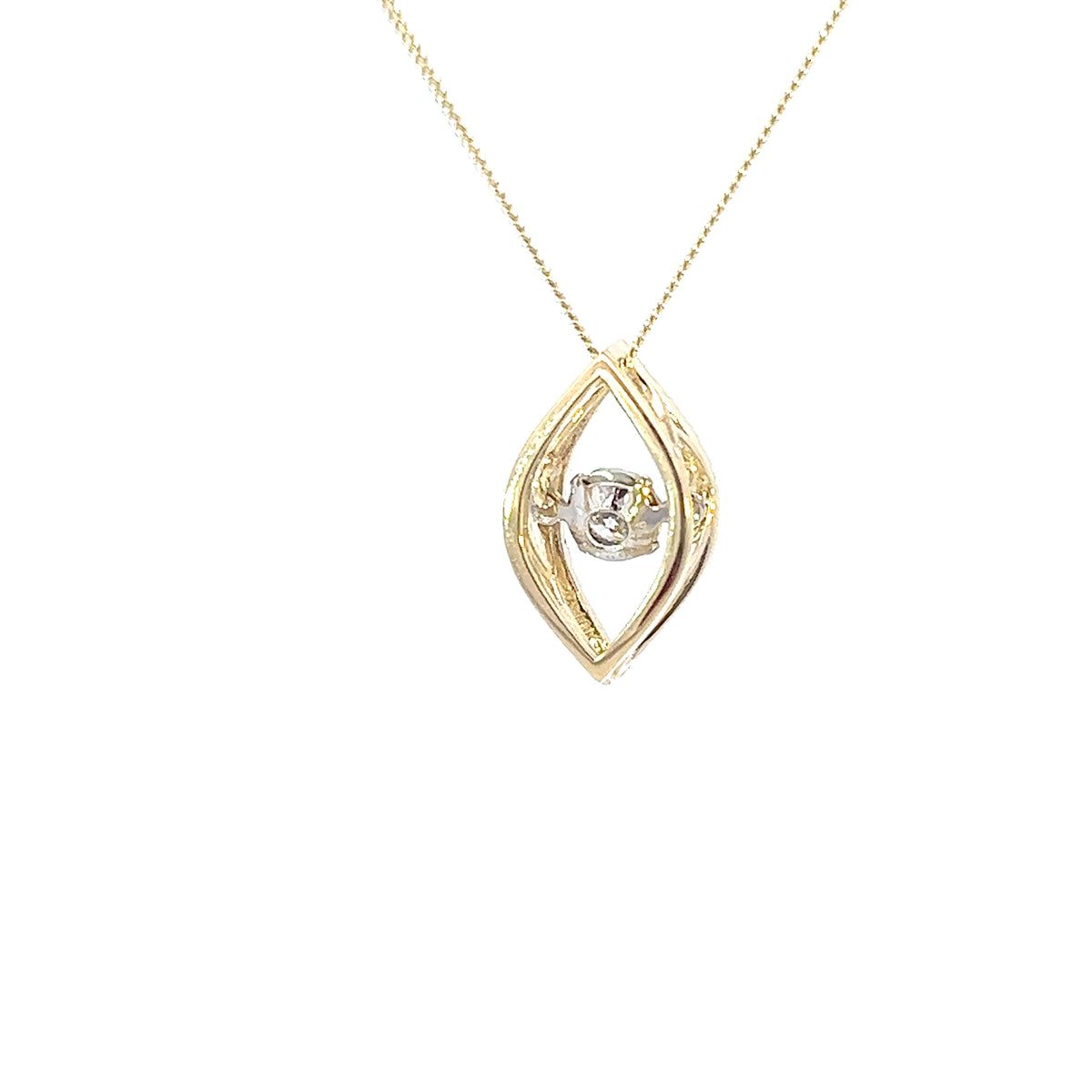 10K Yellow Gold 0.22cttw Diamond Pulse Pendant, 18&quot;