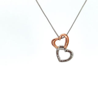 Colgante de diamantes de 0,06 quilates en oro blanco y rosa de 10 quilates - 18"