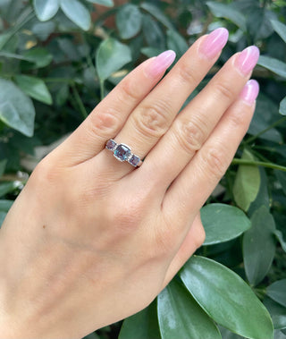 10K White Gold 2.00cttw Created Alexandrite and 0.014cttw Diamond Ring, size 7