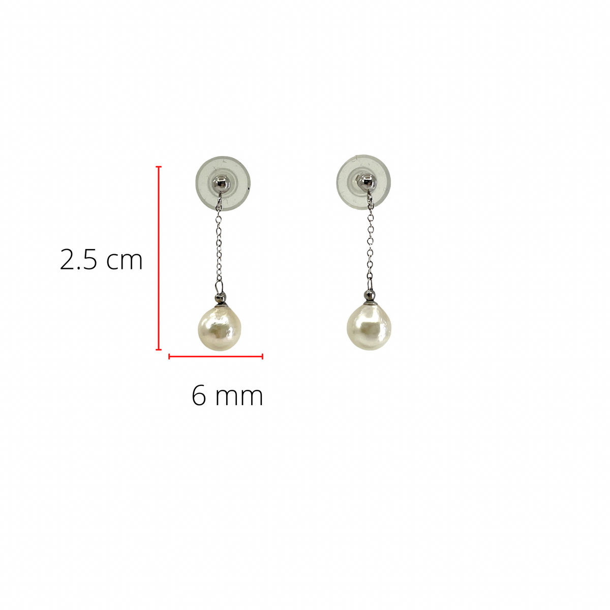 14K White Gold Cultured Pearl Earrings with Butterfly Backs