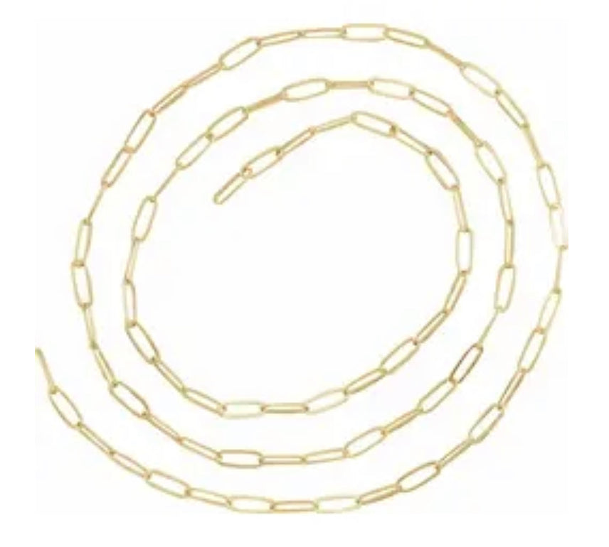 Cadena tipo cable ultraligera con clip de papel amarillo de 14 quilates de 2 mm por pulgada - Pulsera / Collar / Tobillera Joyería permanente