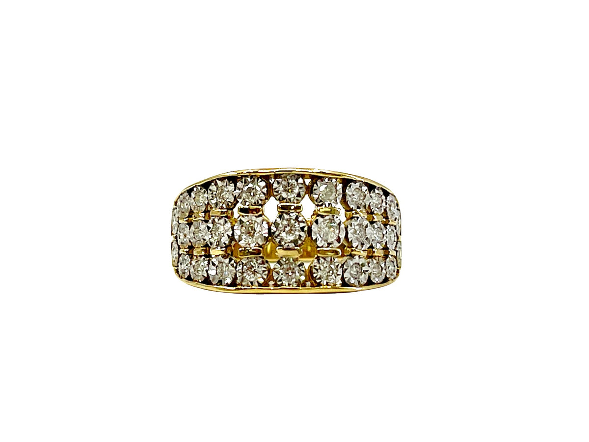 10K Yellow Gold Diamond 0.33cttw Illusion Setting Ring, Size 6.5