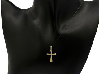 10K Yellow Gold Cubic Zirconia Cross - 25mm x 15mm