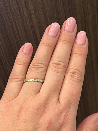 10K Yellow Gold Genuine Emerald & 0.13cttw Diamond Ring / Band