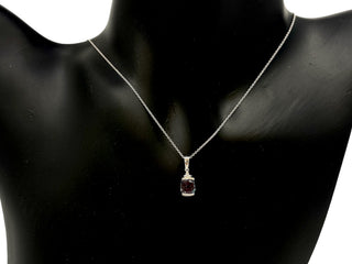 10K White Gold 6mm Cushion Cut Created Alexandrite & 0.007cttw Diamond Pendant, 17"