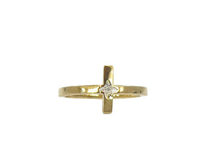 Anillo cruzado de diamantes de 0,01 quilates en oro amarillo de 10 quilates, talla 6