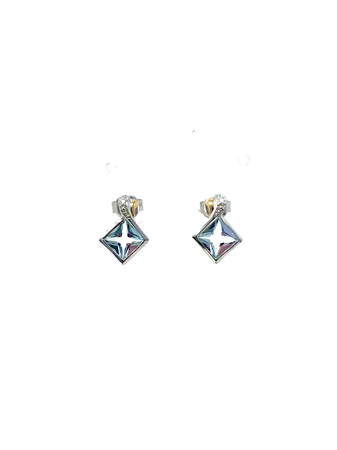 PENDIENTES AGUAMARINA Y DIAMANTES