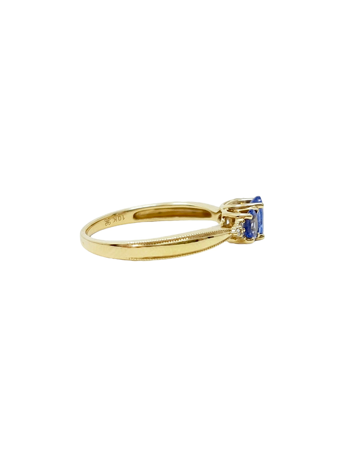 10K Yellow Gold Tanzanite &amp; Diamond Ring, size 7