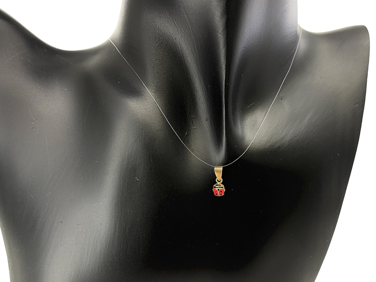 10K Yellow Gold 5mm x 5.3mm Enamel Coated Lady Bug Pendant - Sold without Chain