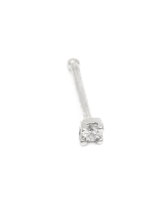 Pendientes de nariz de oro blanco de 14 quilates con diamantes de 0,03 quilates y 4 garras 