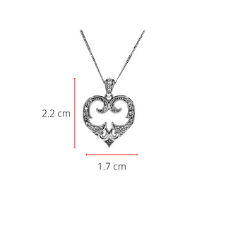 Colgante en forma de corazón con diamantes de 0,20 quilates en oro blanco de 10 quilates, 18"