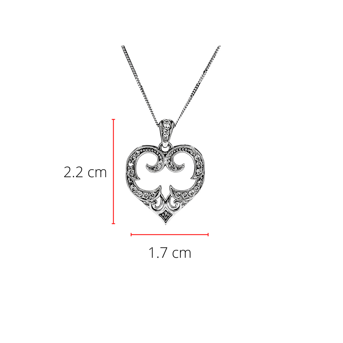 Colgante en forma de corazón con diamantes de 0,20 quilates en oro blanco de 10 quilates, 18&quot;