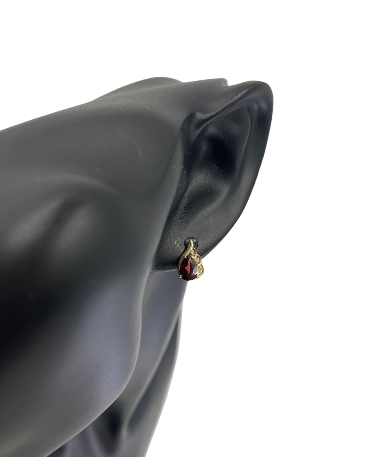 10K Yellow Gold 1.76cttw Genuine Garnet and 0.03cttw Diamond Stud Earrings with Butterfly Backs